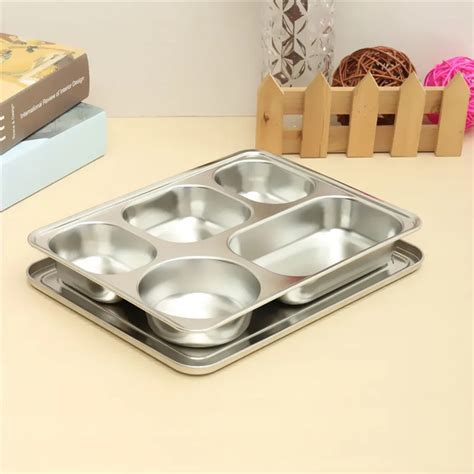 stainless steel lunch tray box|stainless steel divided lunch tray.